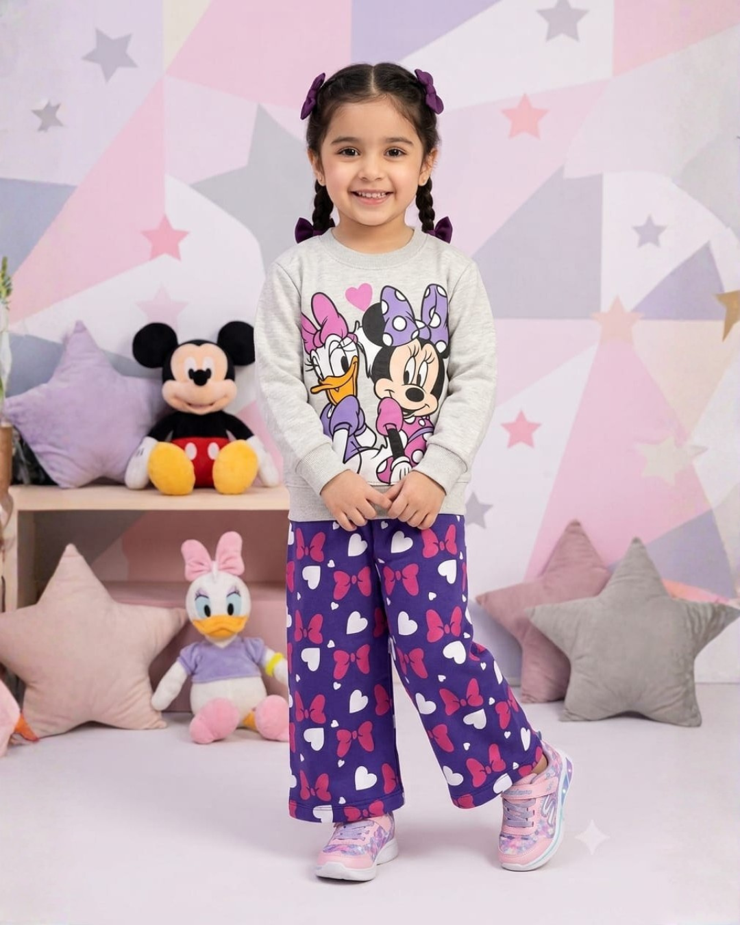 2 PC BABY FLEECE SUIT - MICKY&DUCK PRINT