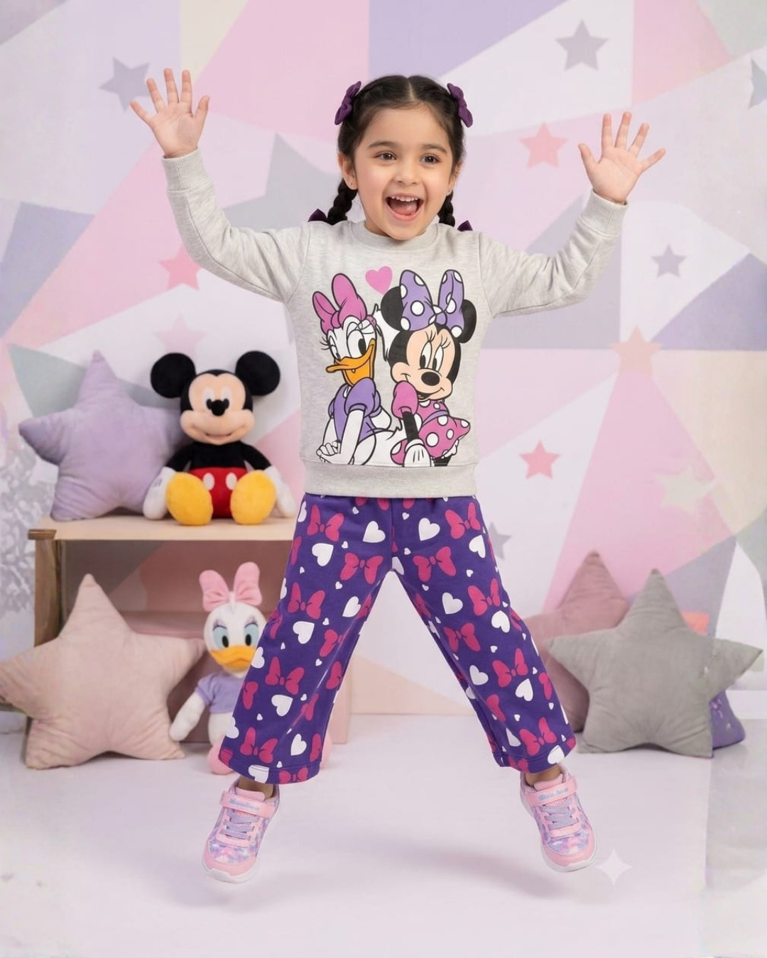 2 PC BABY FLEECE SUIT - MICKY&DUCK PRINT