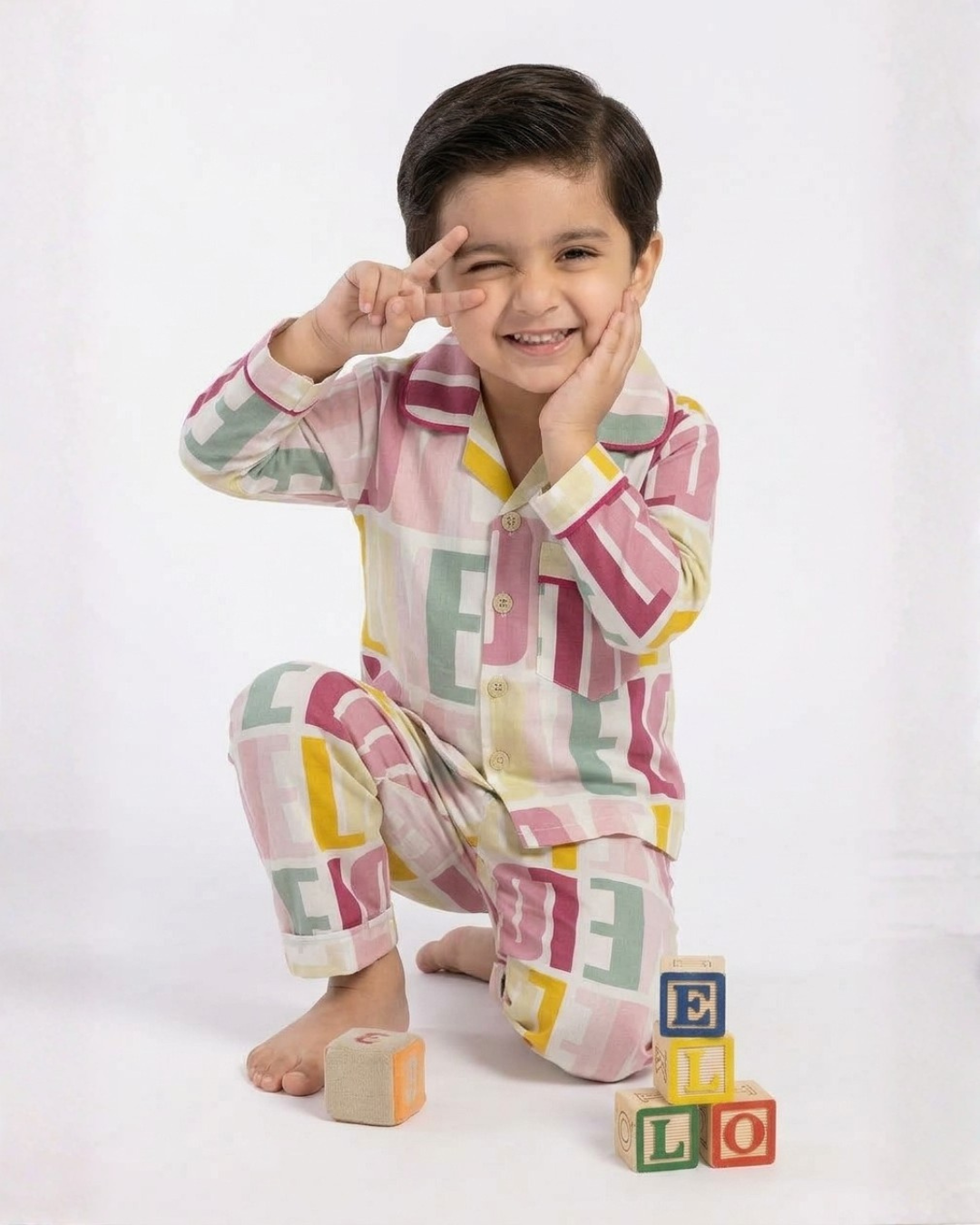 2 PC KIDS NIGHT SUIT - ABC PRINT