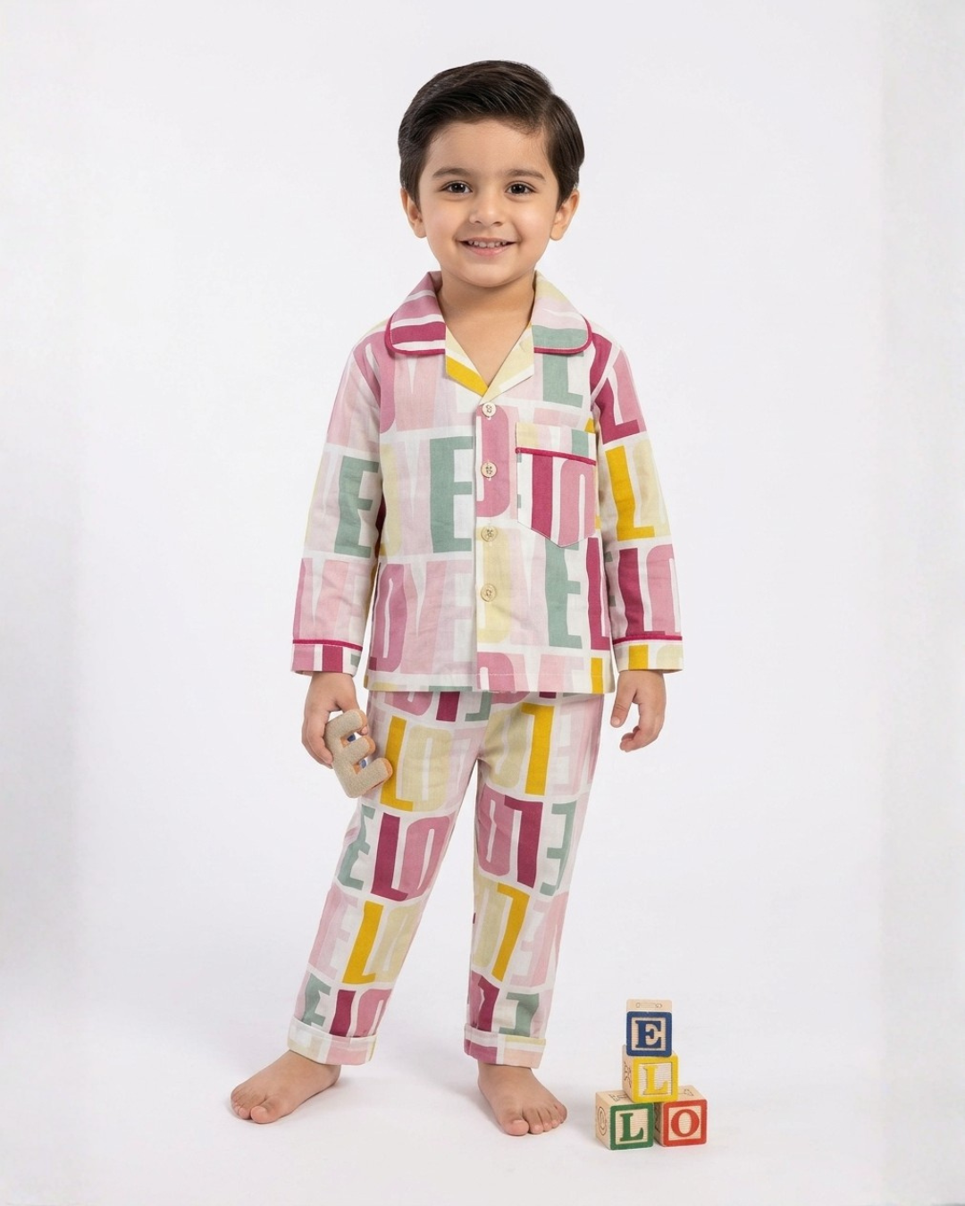 2 PC KIDS NIGHT SUIT - ABC PRINT