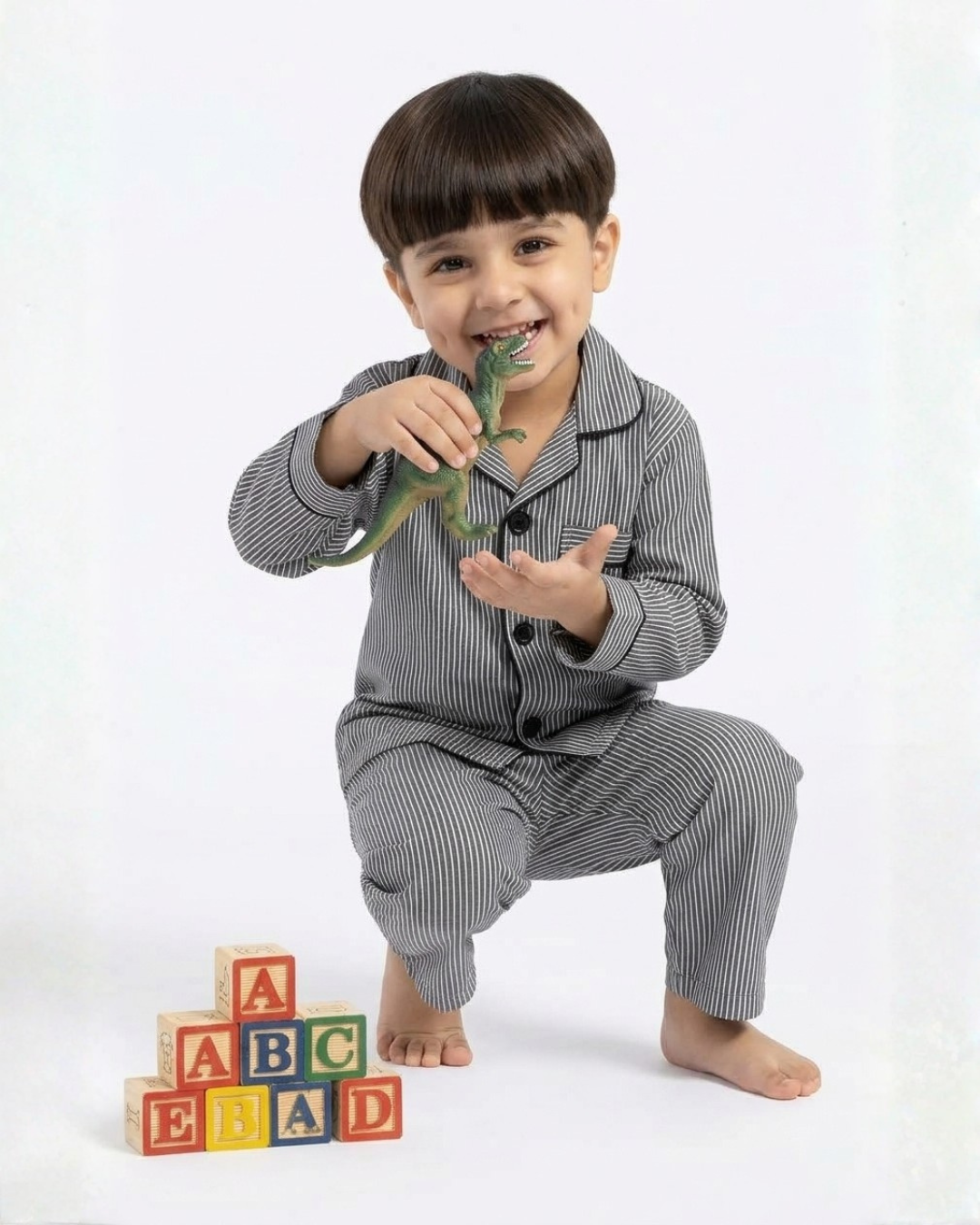 2 PC KIDS NIGHT SUIT - LINE PRINT