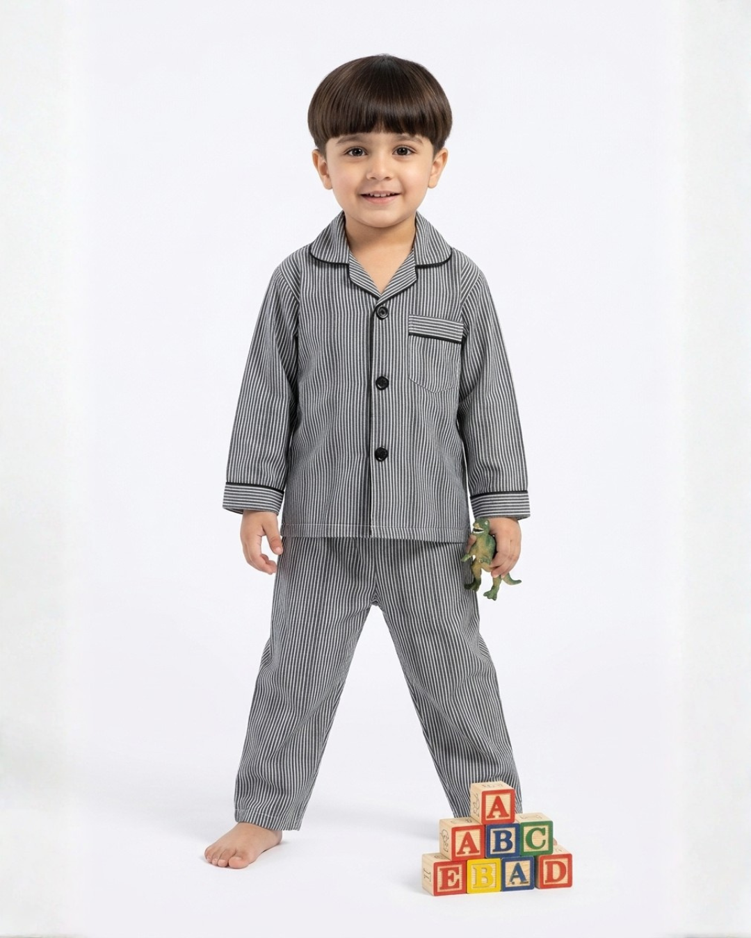 2 PC KIDS NIGHT SUIT - LINE PRINT