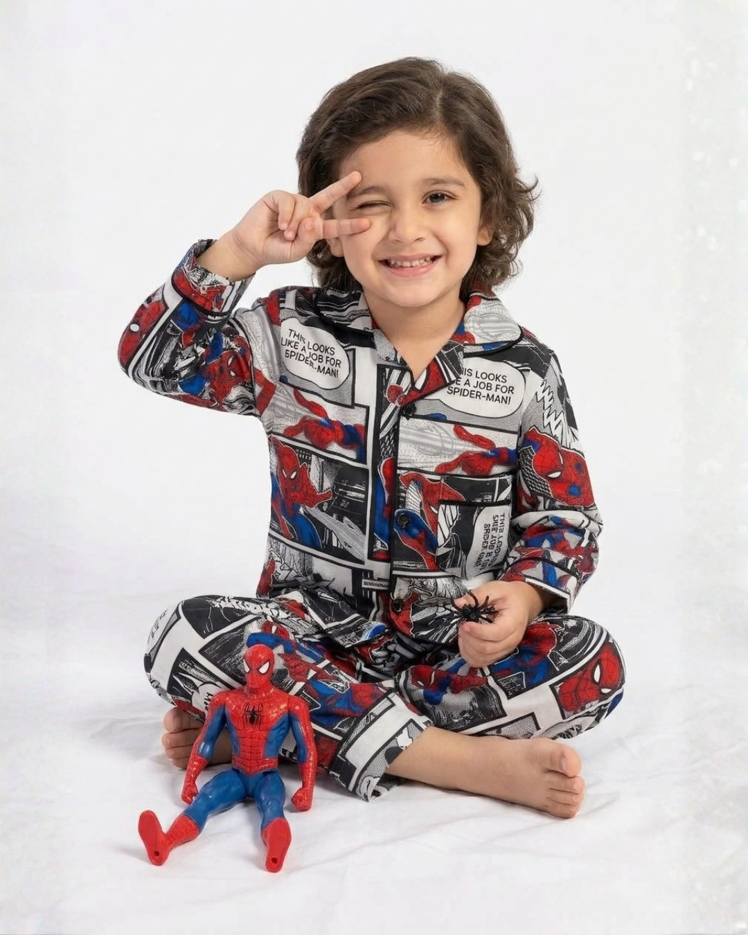 2 PC KIDS NIGHT SUIT - SPIDERMAN PRINT