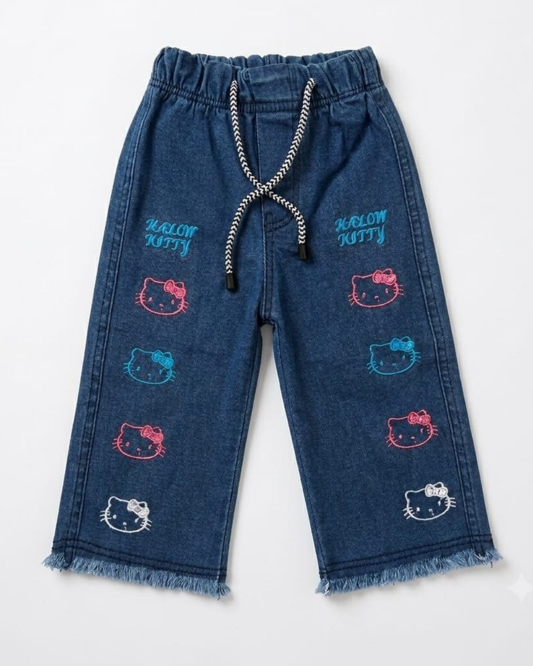 BABY GIRL EMBROIDERED DENIM JEANS - PURE BLUE