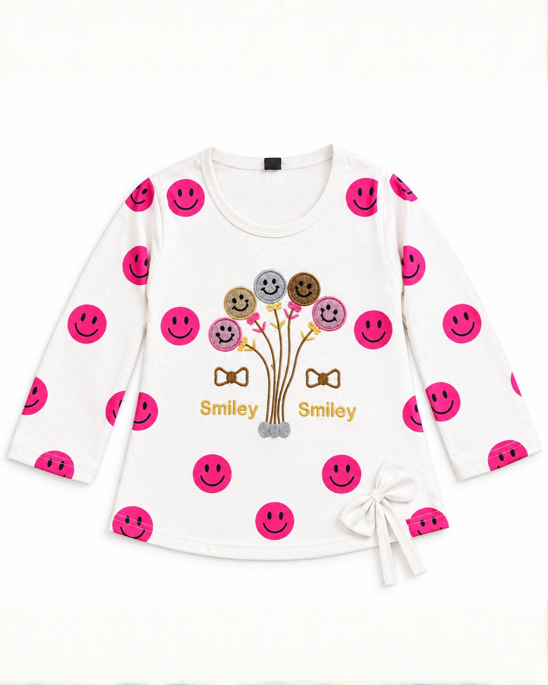 GIRLS COTTON EMBROIDERED TOP - WHITE
