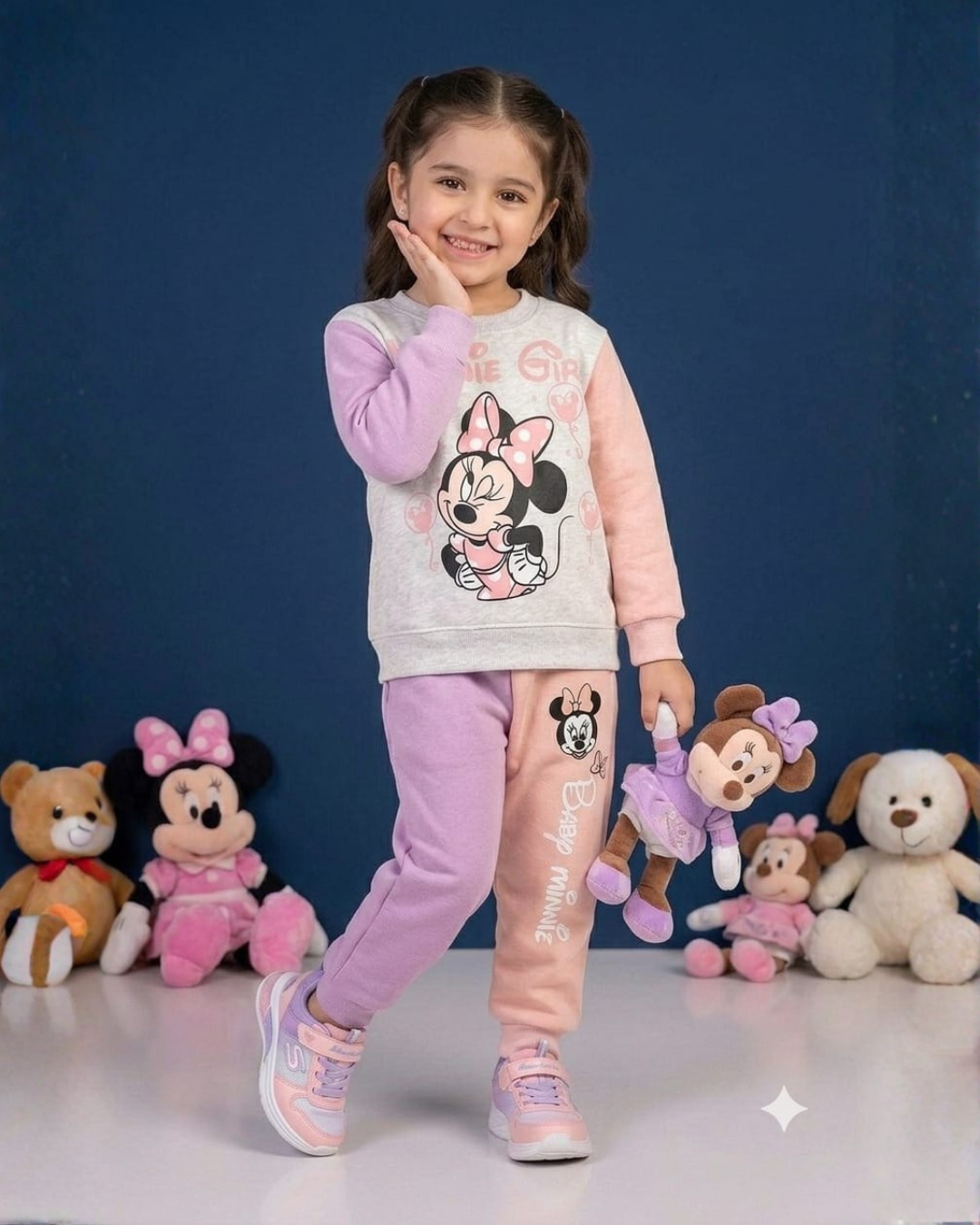 2 PC BABY FLEECE SUIT - MINNIE PRINT
